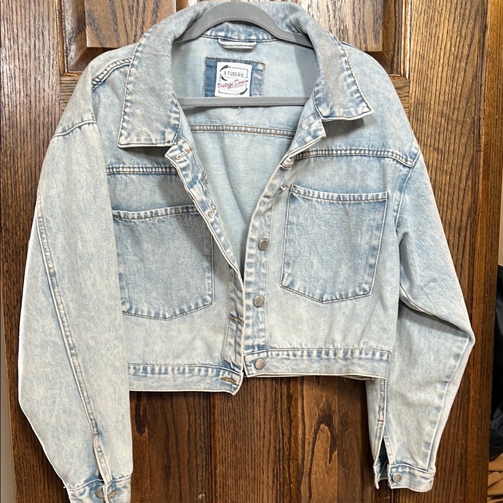 Light Blue Denim Cropped Jacket